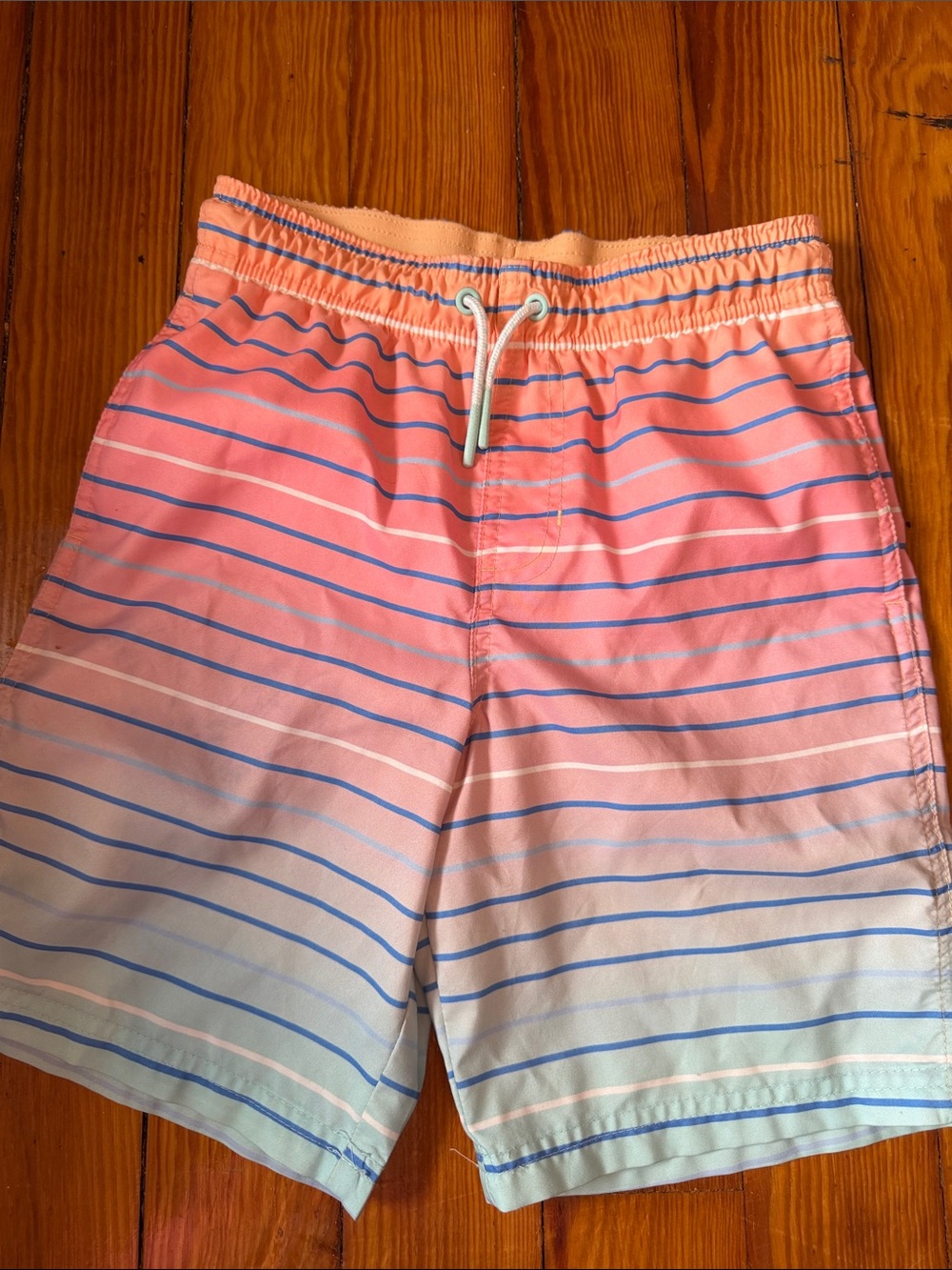 Cat & Jack Boys Pink Blue Striped Swim Trunks